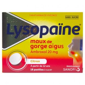 Lysopaine Ambroxol Citron  Sans sucre Pastilles x18