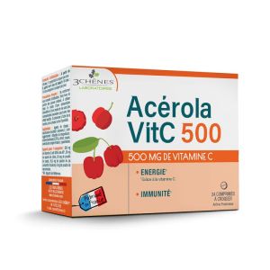 Acérola VitC 500 Vitamine C Acérola BOITE DE 24 COMPRIMÉS À CROQUER