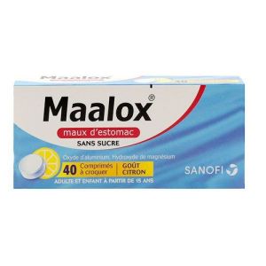 Maalox Maux D'estomac citron Sans sucre x40 comprimes a croquer