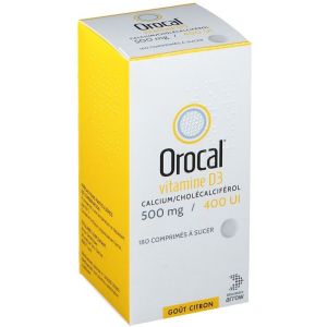 Orocal Vitamine D3 500mg/400UI Comprimés à sucer x60