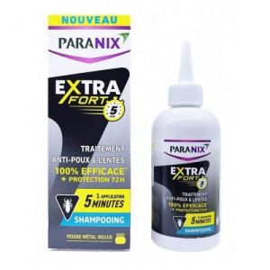 Paranix Extra-fort 5 min Shampooing Anti-poux 200ml + peigne métallique