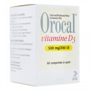 Orocal Vitamine D3 500mg/200Ui Comprimés à sucer x60