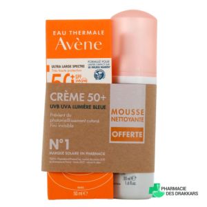 AVENE SOLAIRE CREME FINI INVISIBLE 50+ + MOUSSE NETTOYANTE 50ML OFFERTE