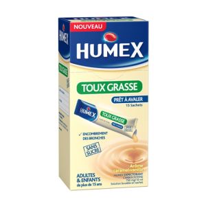 Humex Expectorant Adulte Sans sucre sirop 15 sachets de 10ml