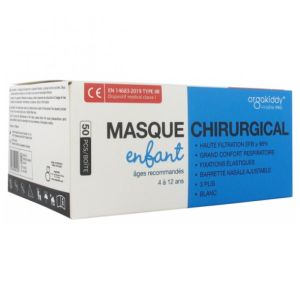 Orgakiddy Masque Chirurgical pour Enfant Haute Filtration EFB 98% 50 Masques