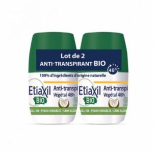 Etiaxil Déodorant Anti-Transpirant Végétal 48h Roll-On Bio 2x50 ml
