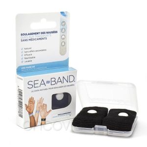 Sea-Band Bracelet Anti-Nausées Adulte Noir boite de 2 bracelets