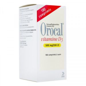 Orocal Vitamine D3 500mg/200UI Comprimés à sucer x180