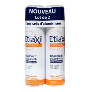 Etiaxil Déodorant Douceur 48h Sans sel d'Aluminium 2x150ml