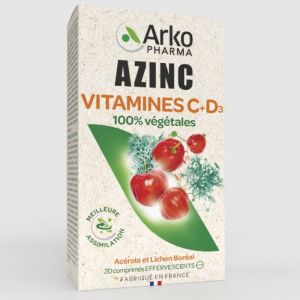 Azinc® Vitamines C + D 100% végétales 20 comprimés