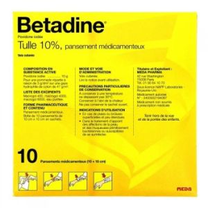 Betadine 10% Tulle Pansement x10