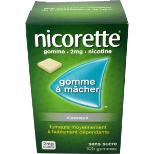 Nicorette 2mg Gommes Classique Sans sucre x105