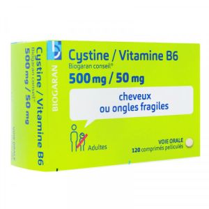 Cystine Vitamine B6 500mg/50mg Biogaran 120 comprimes