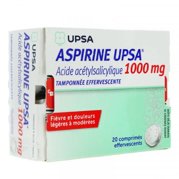 Aspirine 1000mg Upsa Tamponné 20 Comprimés effervescents