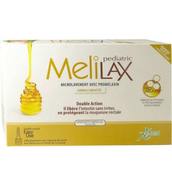 Melilax - Constipation - Adulte - 6 microlavements avec capuchon canule 10g  - ABOCA