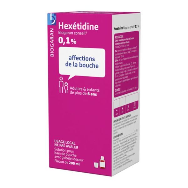 HEXETIDINE 0.1% BAIN DE BOUCHE 200ML