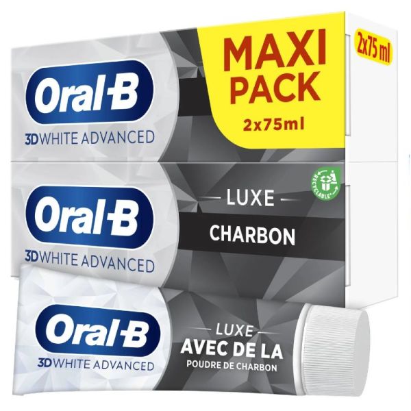 ORAL B 3D WHITE ADVANCED LUXE CHARBON LOT 2X75ML