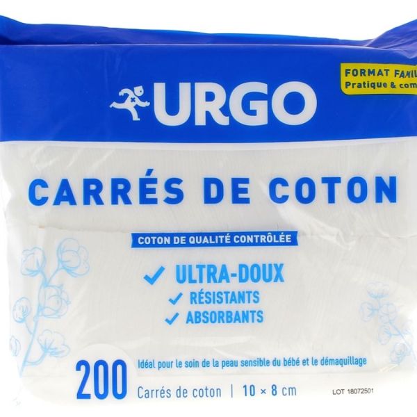 URGO Carrés de coton ultra-doux soins de la peau de bébé et démaquillage