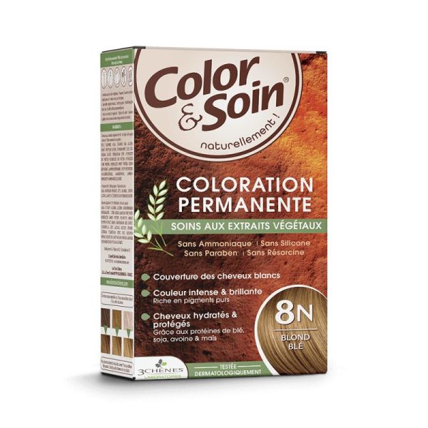 Coloration permanente aux  extraits végétaux & pigments purs - 8N - Blond blé