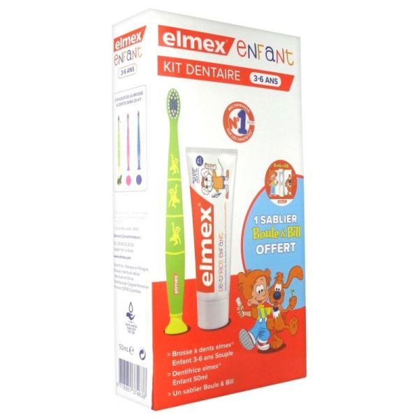 Elmex Kit Enfant 3 6 Ans Dentifrice Brosse A Dent Sablier Offert