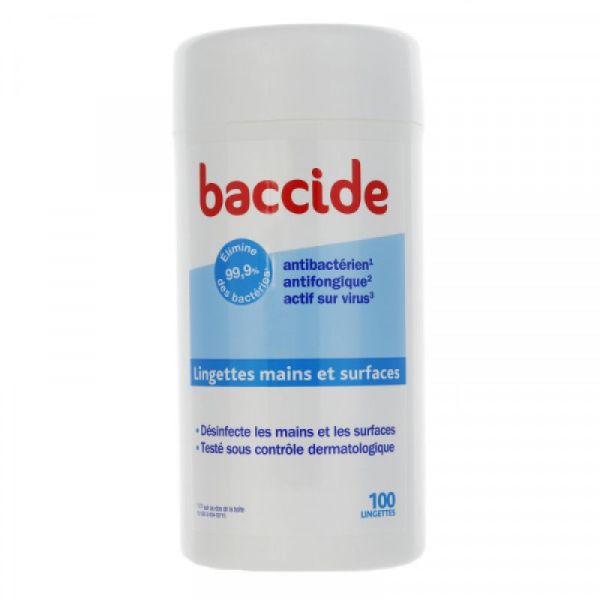 Baccide Désinfectant Main/surfaces Lingettes x100