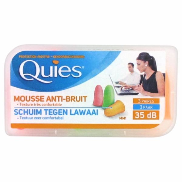 Quies Protections auditives Mousse colorée x3 paires