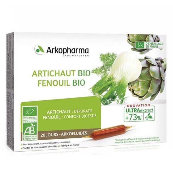 Arkofluides Artichaut Fenouil Bio 20 ampoules