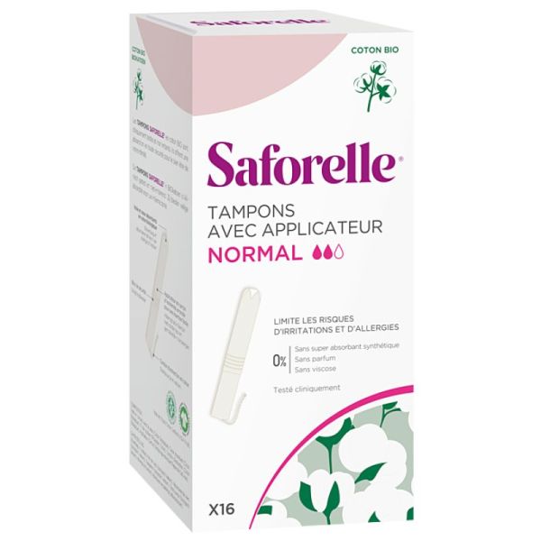 SAFORELLE COTON PROTECT TAMPONS APPLICATEUR NORMAL