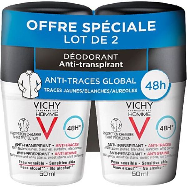 VICHY HOMME DEO BILLE ANTI TRACES BLANCHES X2